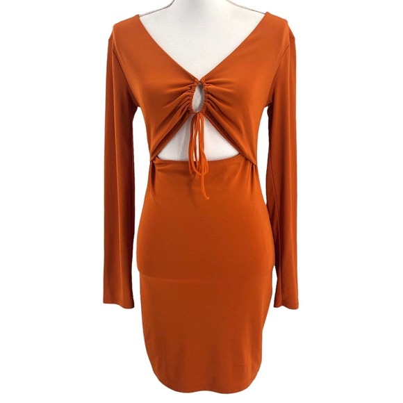 Zara NEW Womens Size Medium Body-Con Cut Out Summer Dress Knee Length Going Out - Picture 1 of 12